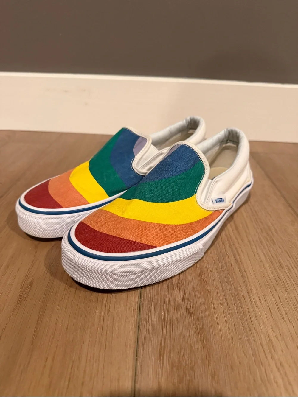 Vans Unisex Classic Canvas Slip-On Rainbow Size 8.5(W) or 7(M) EU 39